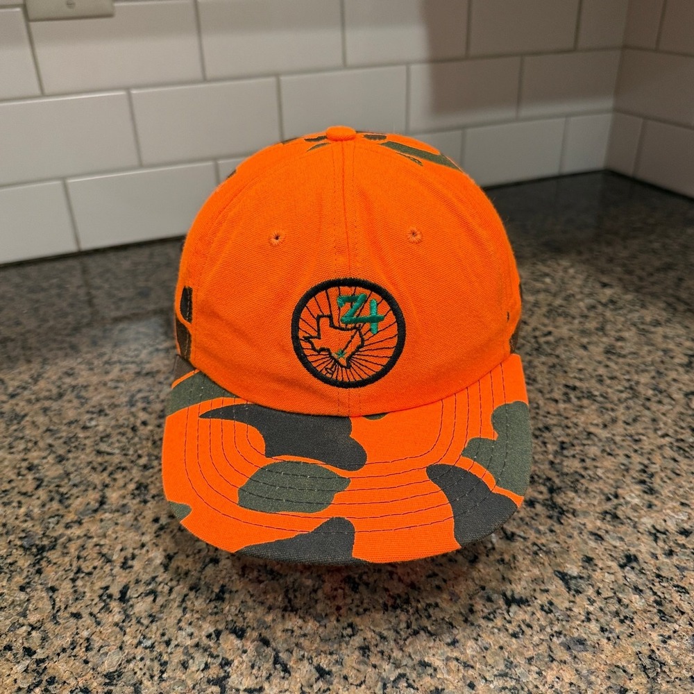 Vtg Orange Camo Texas 24 Hunting Hat Snapback Orange Made in USA